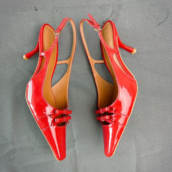 Reformation Noreen Red Slingback Heels Size 7.5 3” Heel - Picture 6 of 9